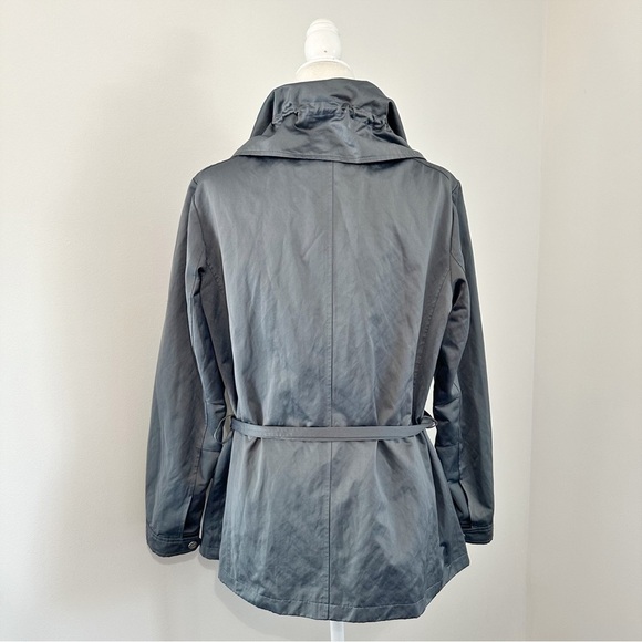 Lafayette 148 New York Metallic Button Zip Anorak Belted Jacket Silver Metal 10 - Picture 11 of 15